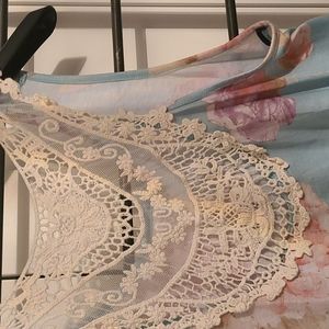 Lace back flower tank